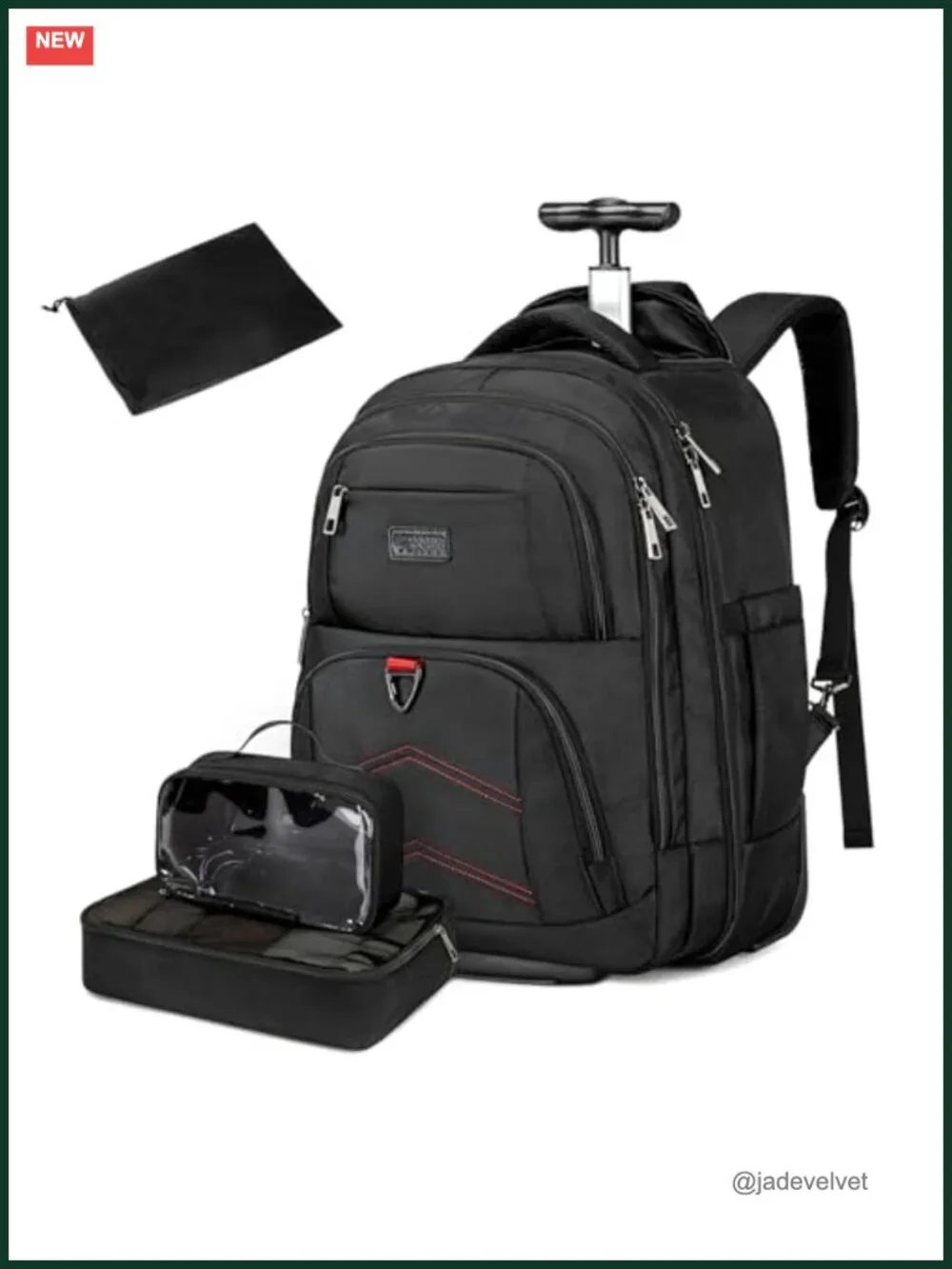 45L Rolling Backpack with Telescoping Handle, 17.3